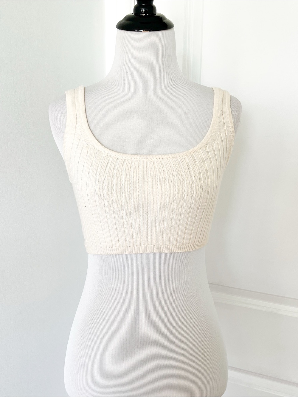 Wilfred Cream Wool Knit Ribbed Cropped Tank Top - XXS